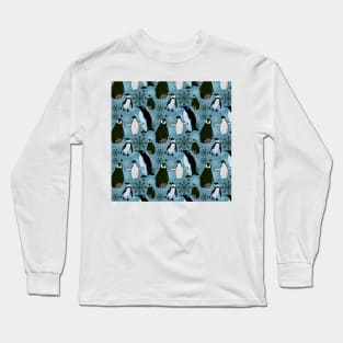 Snowy Penguins - Teal Long Sleeve T-Shirt